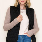 Quilted Knit Gold Zip Puffer Vests - 2 Colors! - The Nines