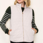 Quilted Knit Gold Zip Puffer Vests - 2 Colors! - The Nines