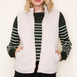 Quilted Knit Gold Zip Puffer Vests - 2 Colors! - The Nines