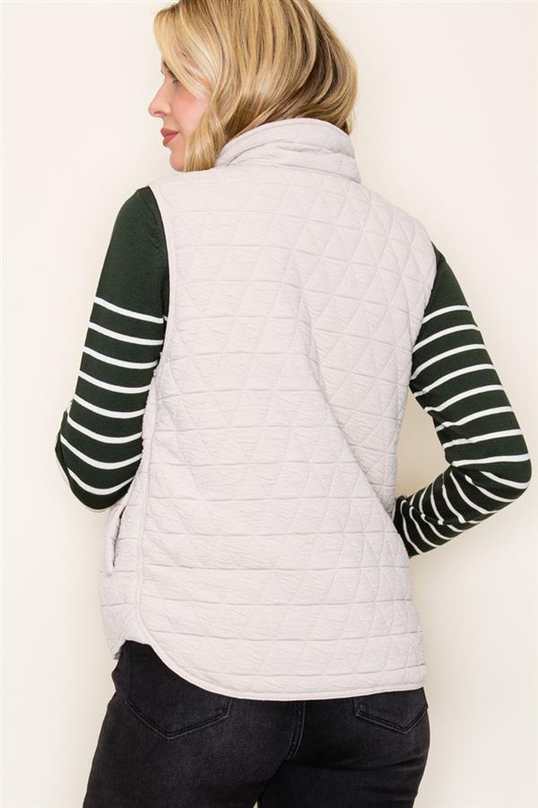 Quilted Knit Gold Zip Puffer Vests - 2 Colors! - The Nines