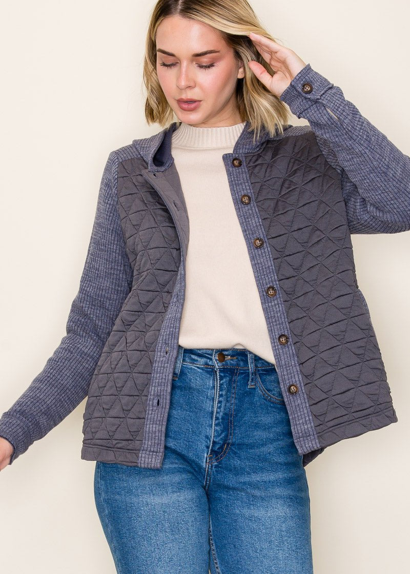 Quilted & Ribbed Shacket - 2 colors! - The Nines