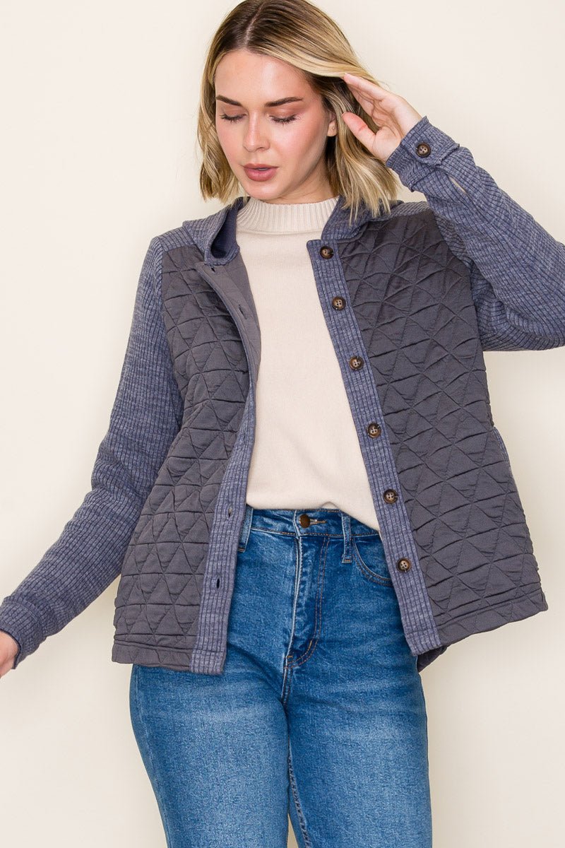Quilted & Ribbed Shacket - 2 colors! - The Nines