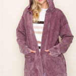 Burgundy Mineral Wash Cardigan - The Nines