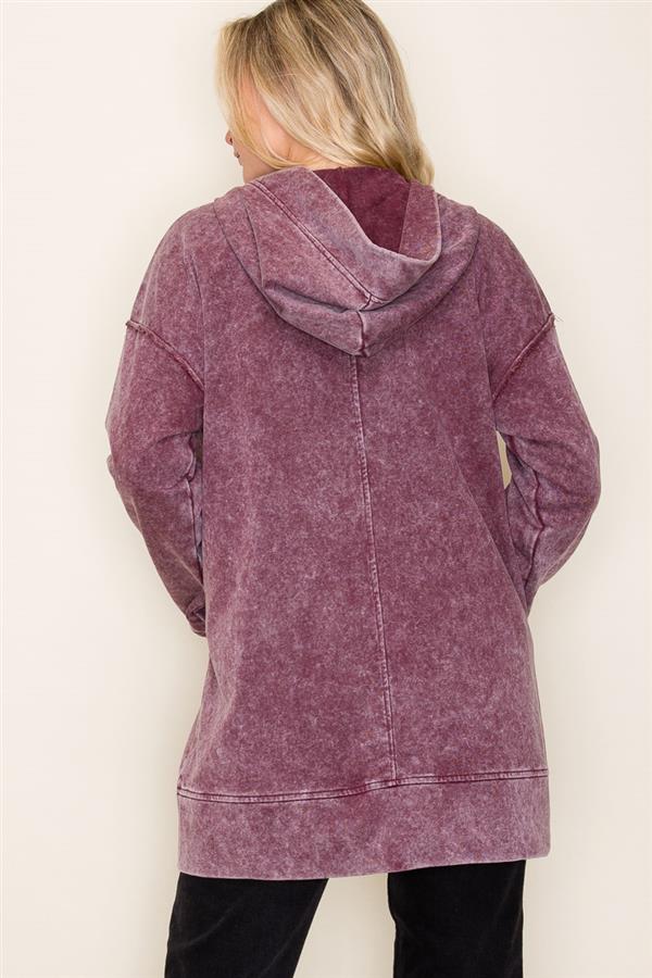 Burgundy Mineral Wash Cardigan - The Nines