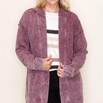 Burgundy Mineral Wash Cardigan - The Nines
