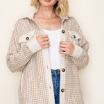 Beige Checked Shacket - The Nines