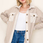 Beige Checked Shacket - The Nines