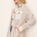 Beige Checked Shacket - The Nines
