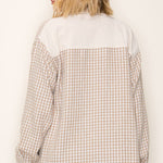 Beige Checked Shacket - The Nines