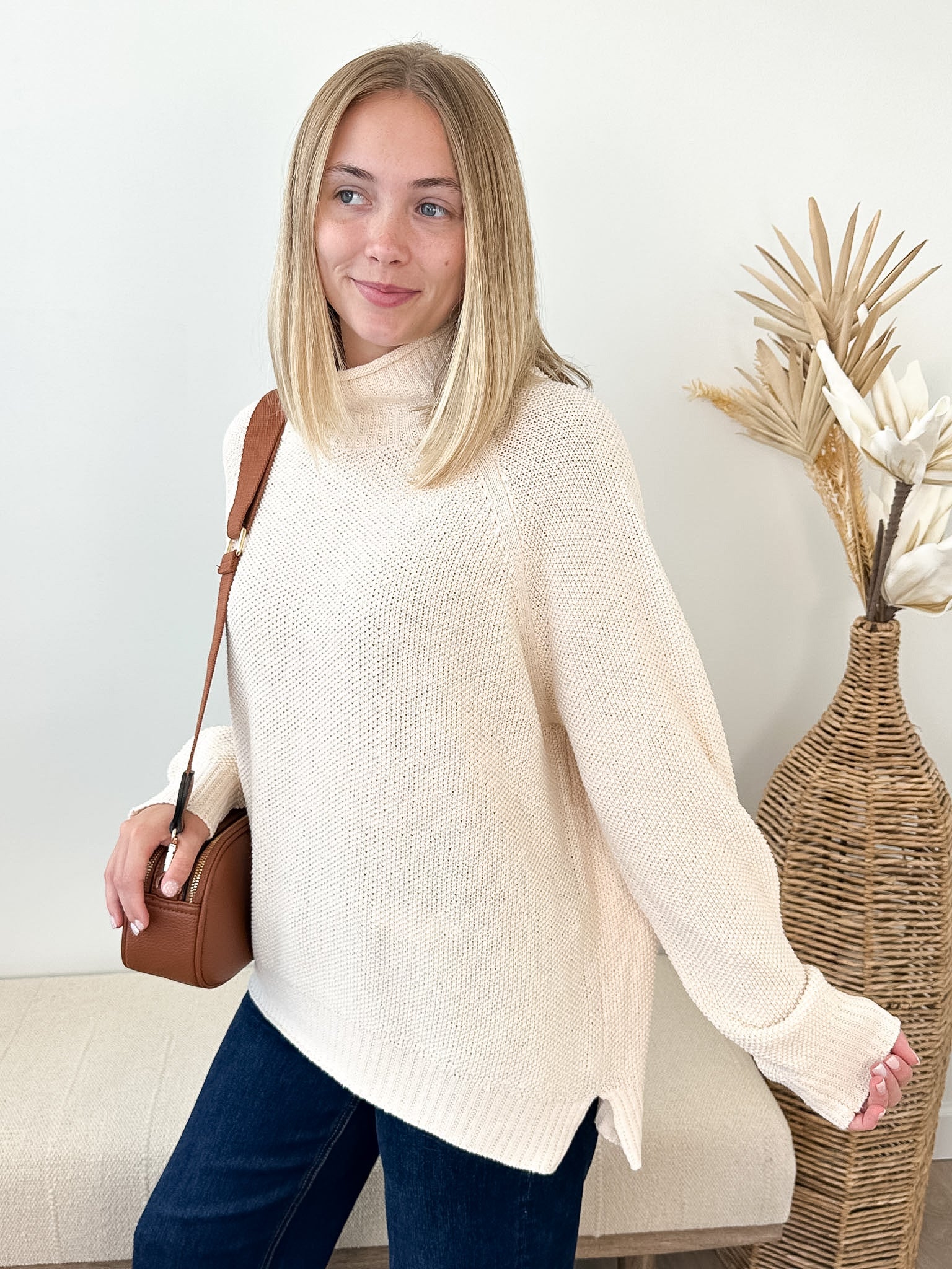 Textured Loose Turtleneck Sweater - 2 colors! - The Nines