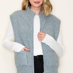 Light Jade Sweater Zip Vest - The Nines