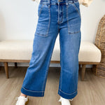 Vervet High Rise Double Cuffed Wide Leg Jeans - The Nines