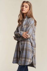 Blue Savoring The Moments Long Plaid Shacket