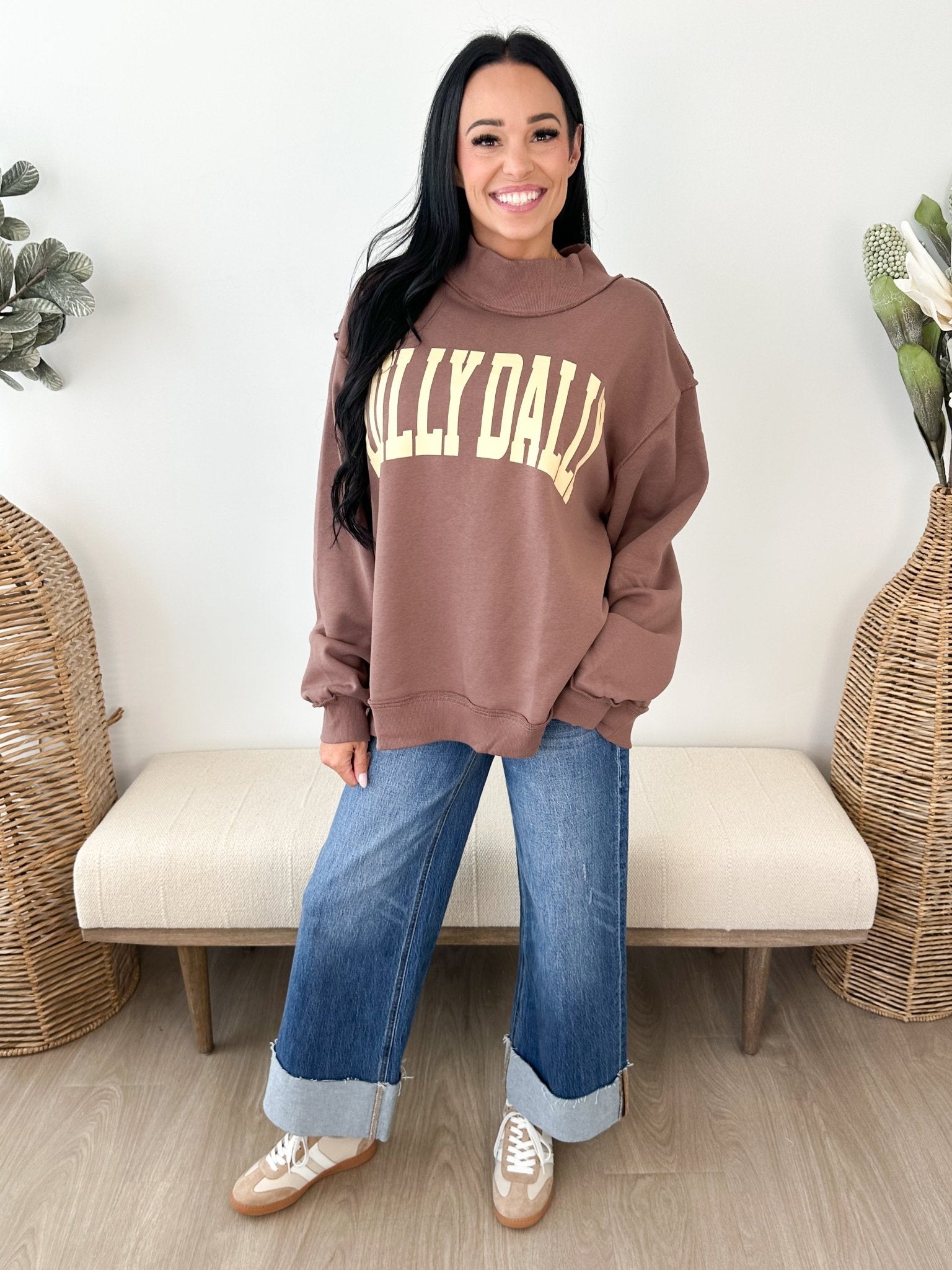 Dilly Dally Mock Neck Sweatshirt - The Nines