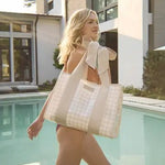 Case - Mate Latte Gingham Bow Jelly Tote - The Nines