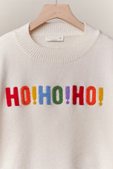 Ho Ho Ho Merry Christmas Textured Letters Sweater