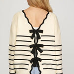 Cream & Black Striped Bow Top - The Nines