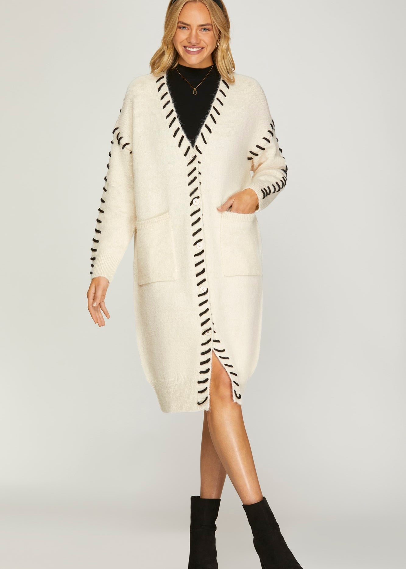 Stitched Long Cardigan - The Nines