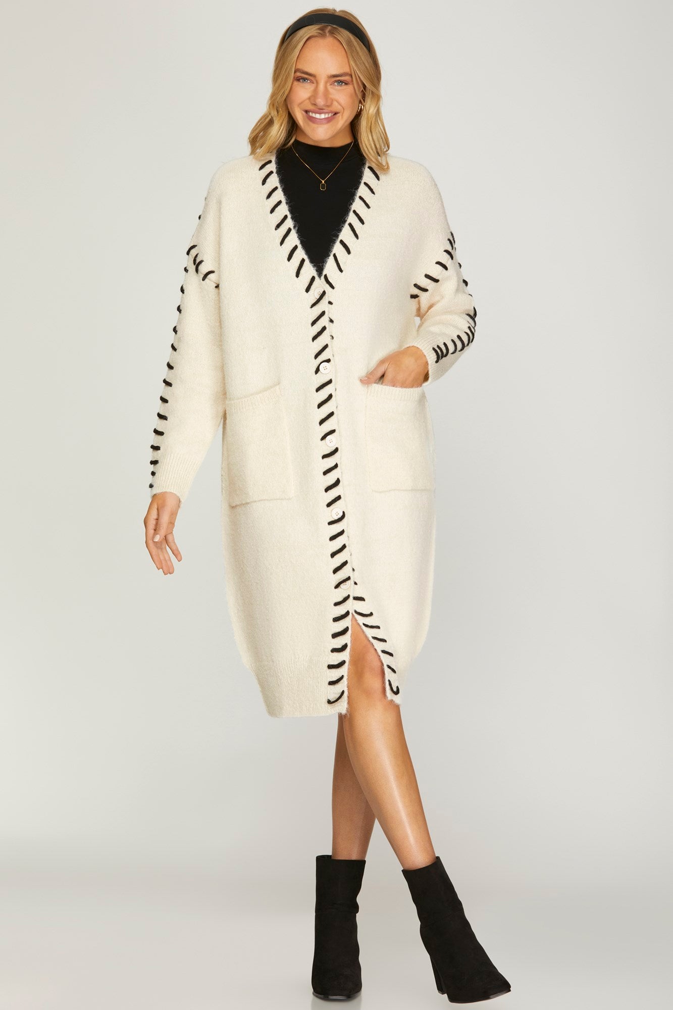 Stitched Long Cardigan - The Nines