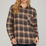 Navy & Brown Plaid Button Up - The Nines
