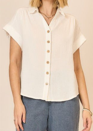 Fresh White Gauze Short Sleeve - The Nines
