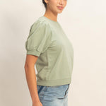 Sage Puff Crew Neck - The Nines