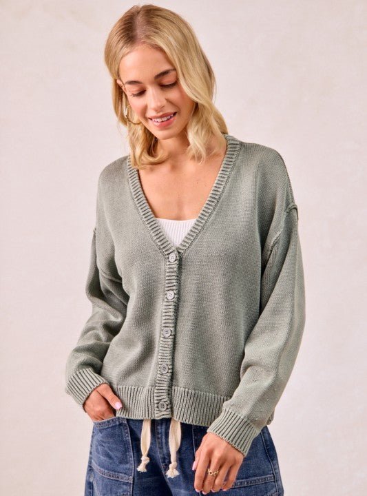 Vintage Olive Sweater Cardigan - The Nines