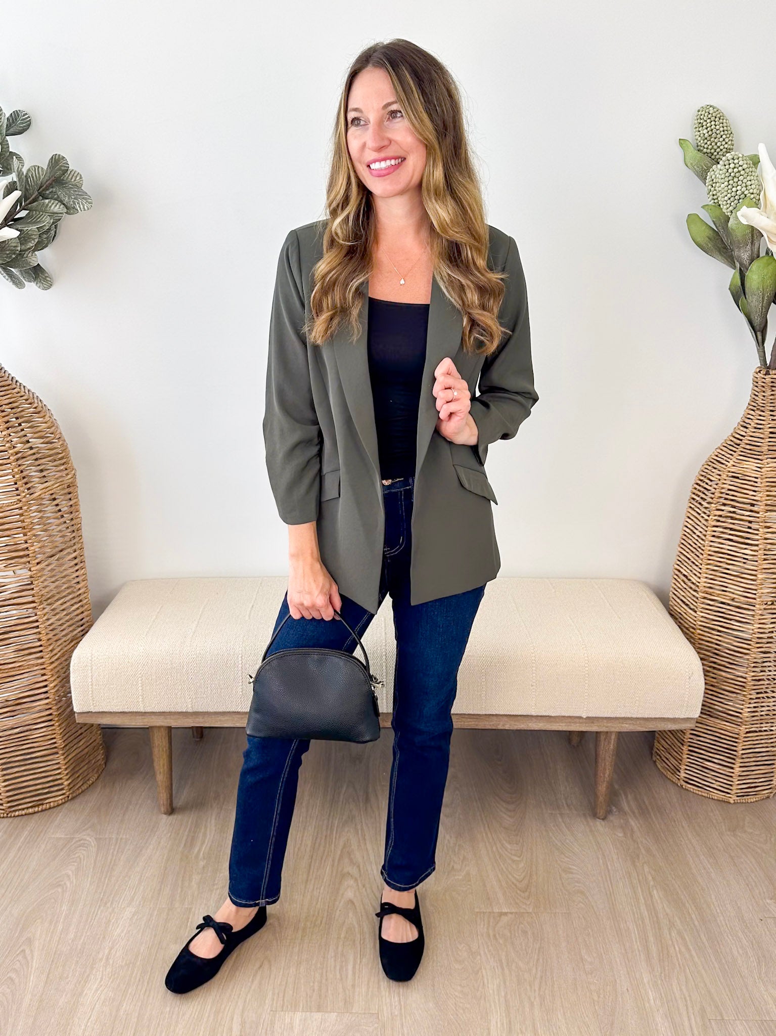 Eco Friendly Shirred Sleeve Blazer