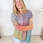 Multi Stripe Zip Sweater Hoodie - The Nines