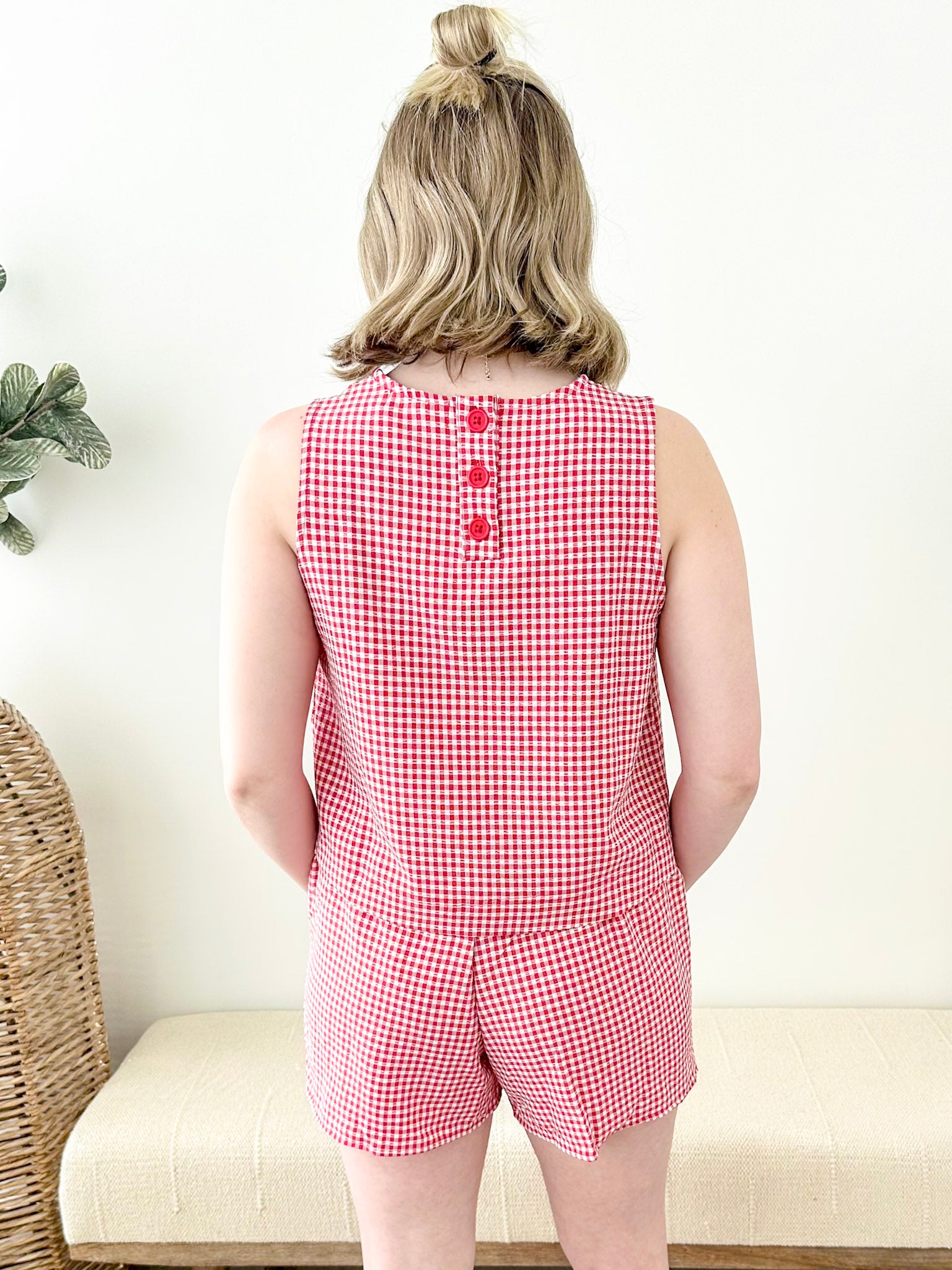 Gingham Button Top - The Nines