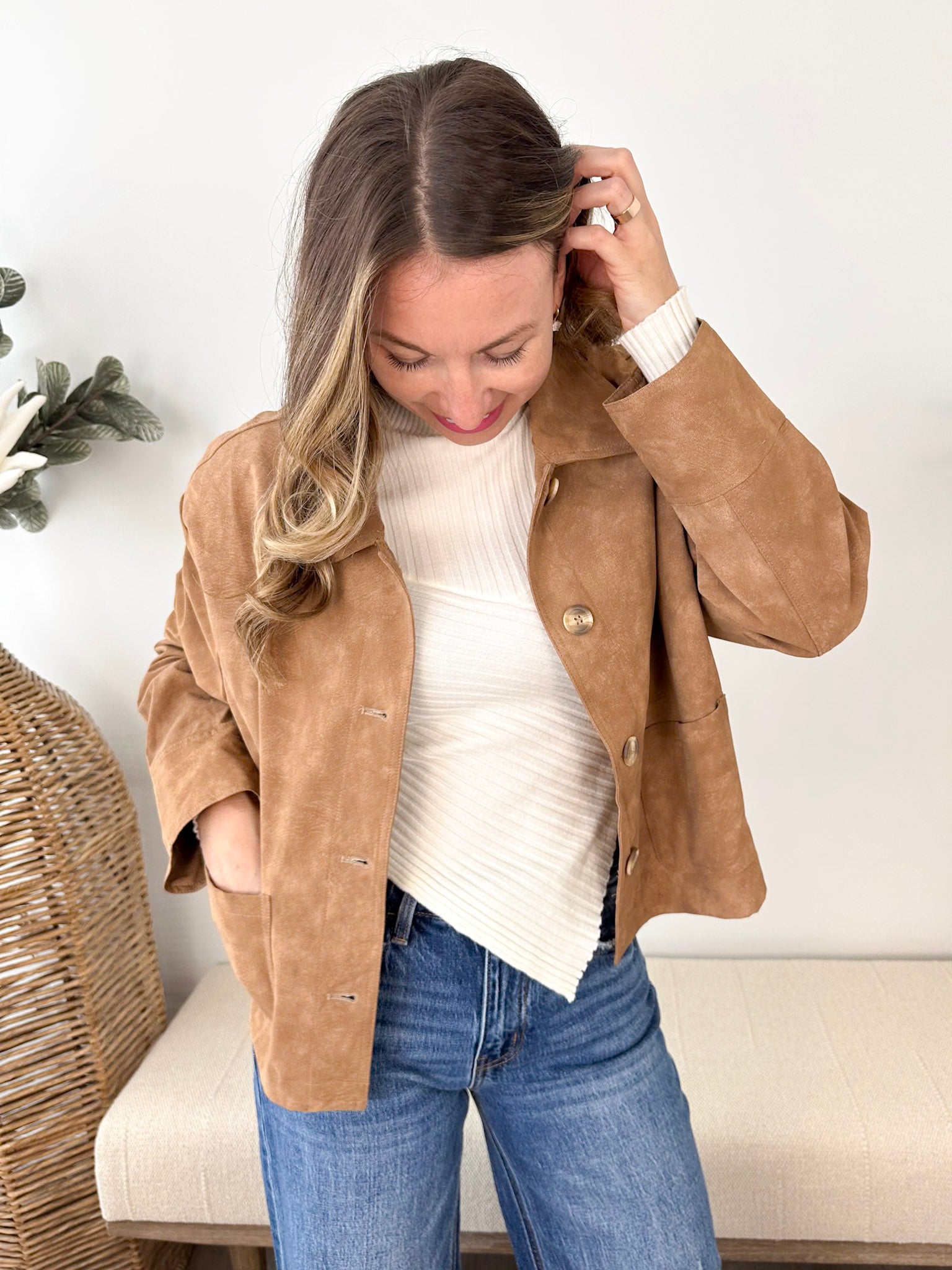 Vegan Leather Collared Jacket - The Nines