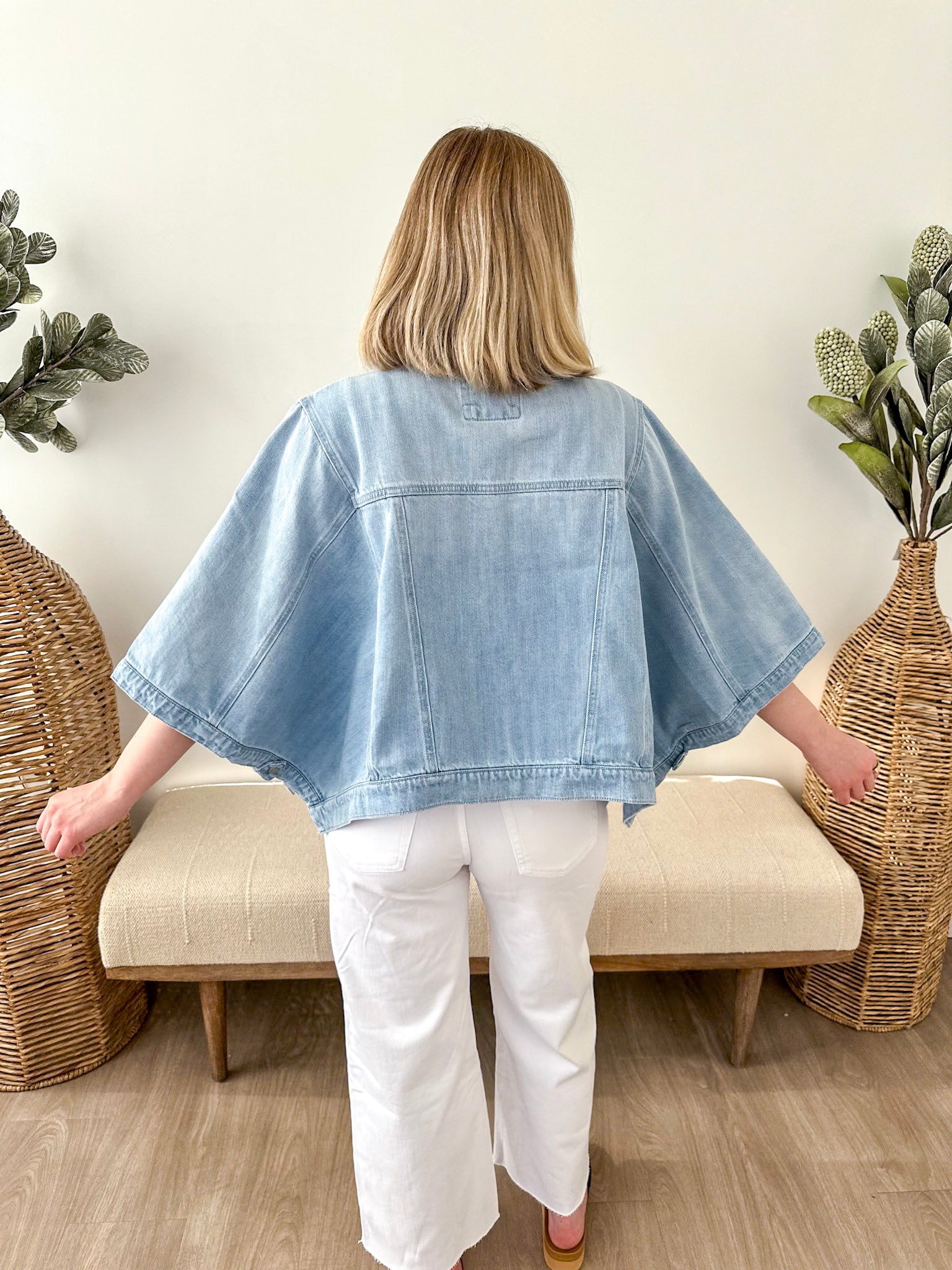 Flowy Square Cape Denim Jacket