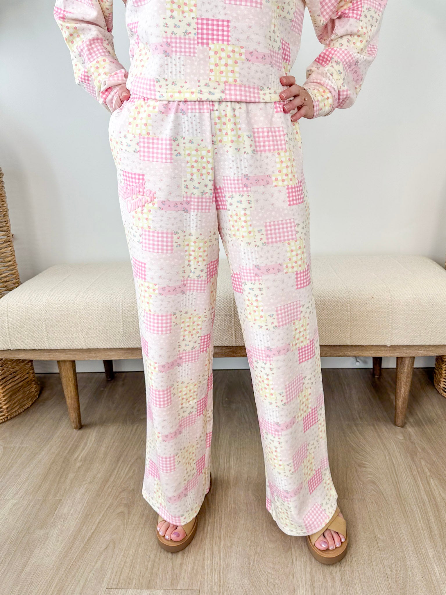 Pink Patchwork Scuba Sweatpants