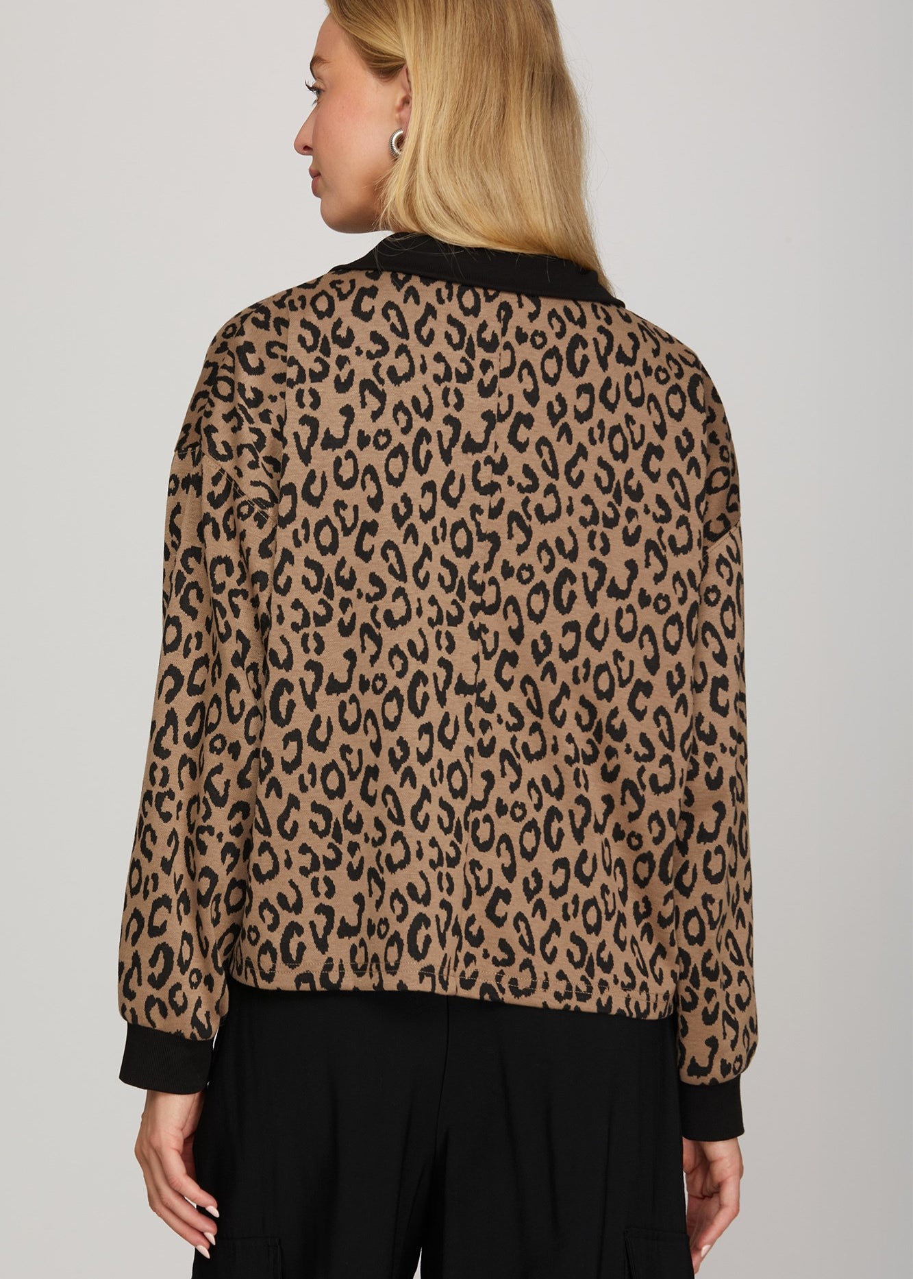 Leopard Band Detail Half Zip Top - The Nines