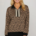 Leopard Band Detail Half Zip Top - The Nines