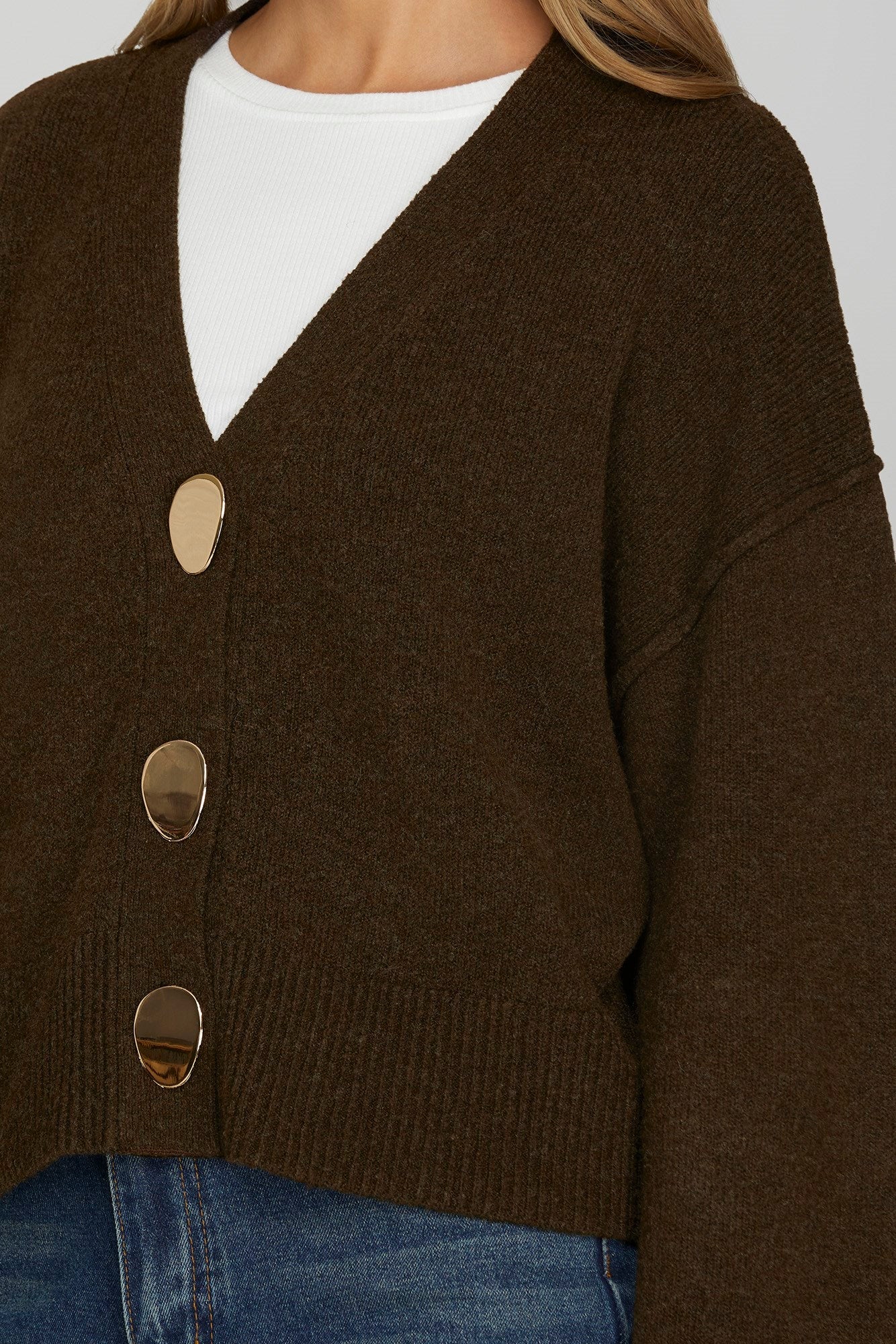 Emmy Gold Button Cardigan - FINAL SALE! - The Nines
