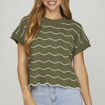 Scalloped Striped Sweater Top - 2 Colors! - The Nines
