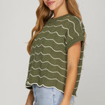 Scalloped Striped Sweater Top - 2 Colors! - The Nines