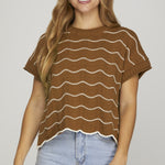 Scalloped Striped Sweater Top - 2 Colors! - The Nines