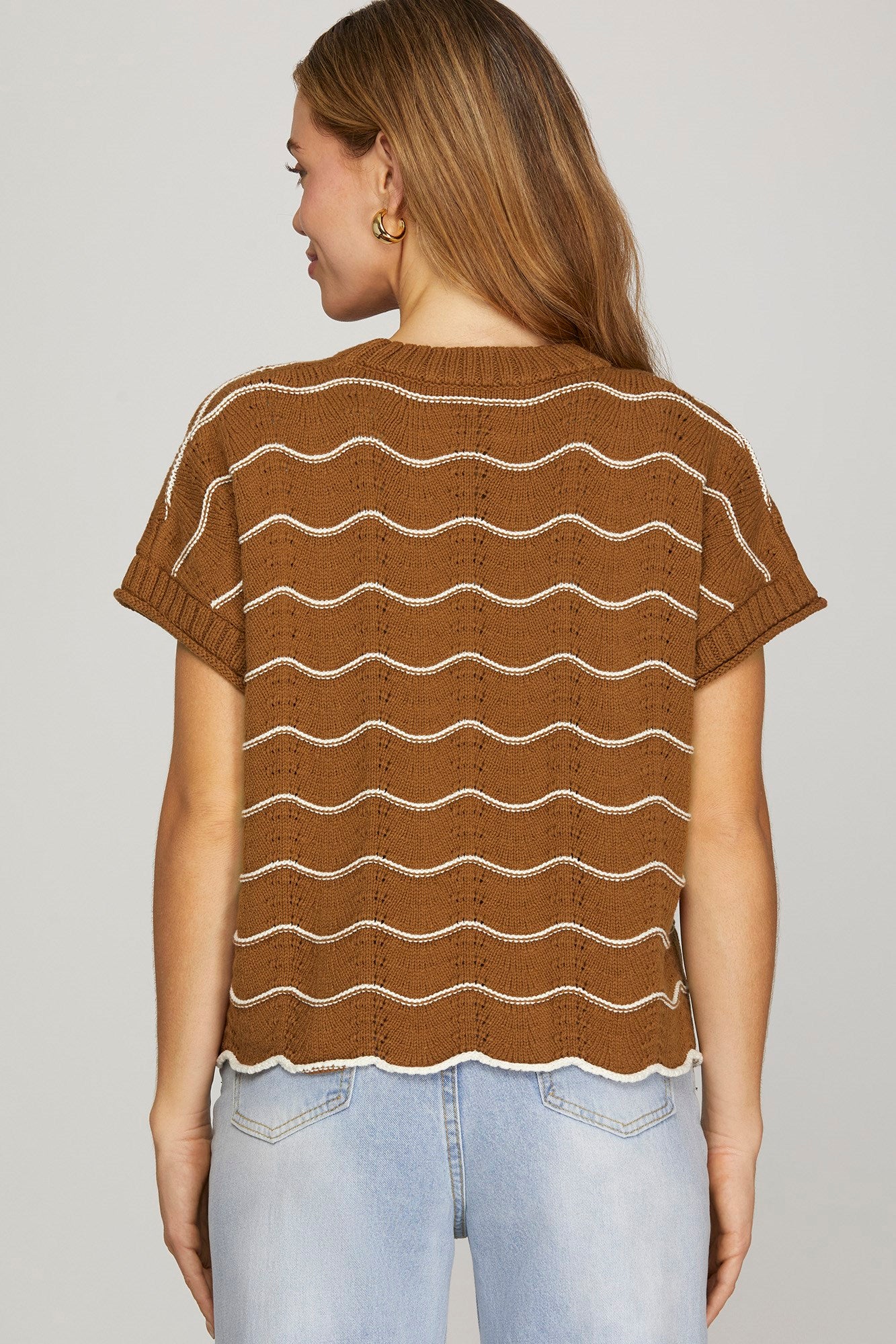 Scalloped Striped Sweater Top - 2 Colors! - The Nines
