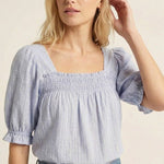 Light Blue Smocked Detail Top - The Nines