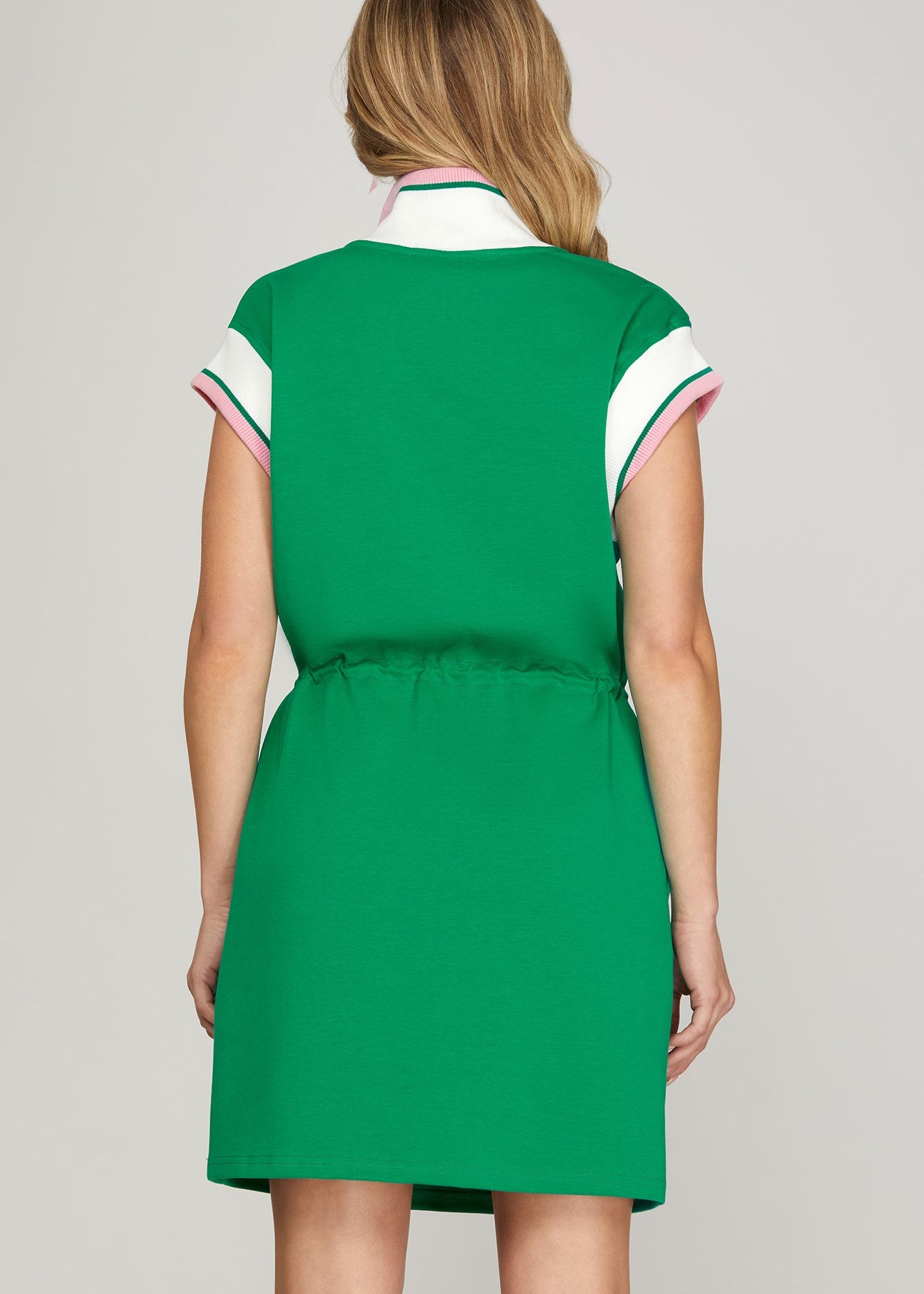 Kelly Green & Pink Zip Pocket Dress - The Nines
