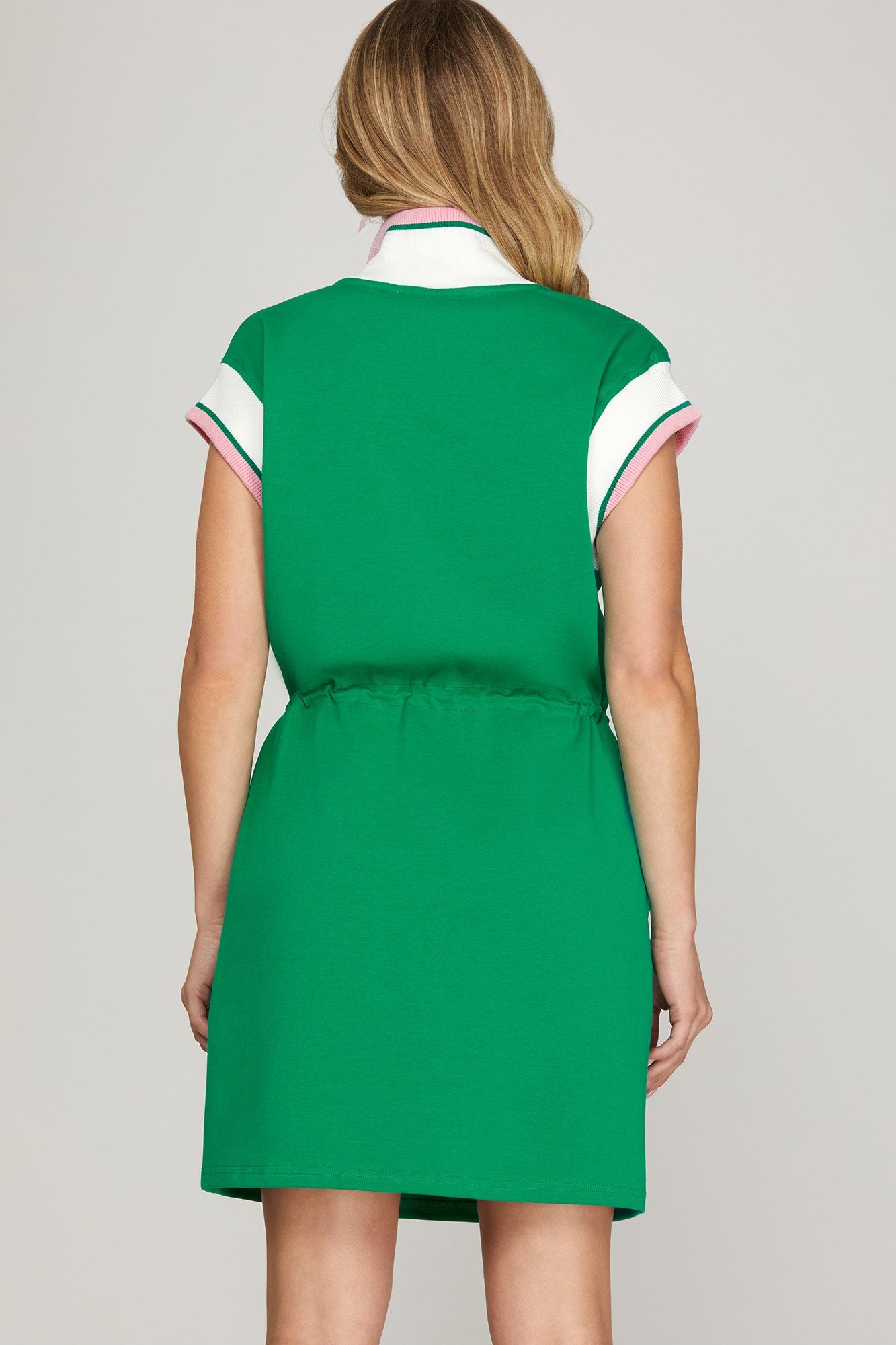 Kelly Green & Pink Zip Pocket Dress - The Nines