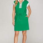 Kelly Green & Pink Zip Pocket Dress - The Nines