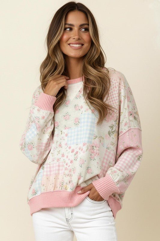 Oversized Patchwork Top - 2 colors! - The Nines
