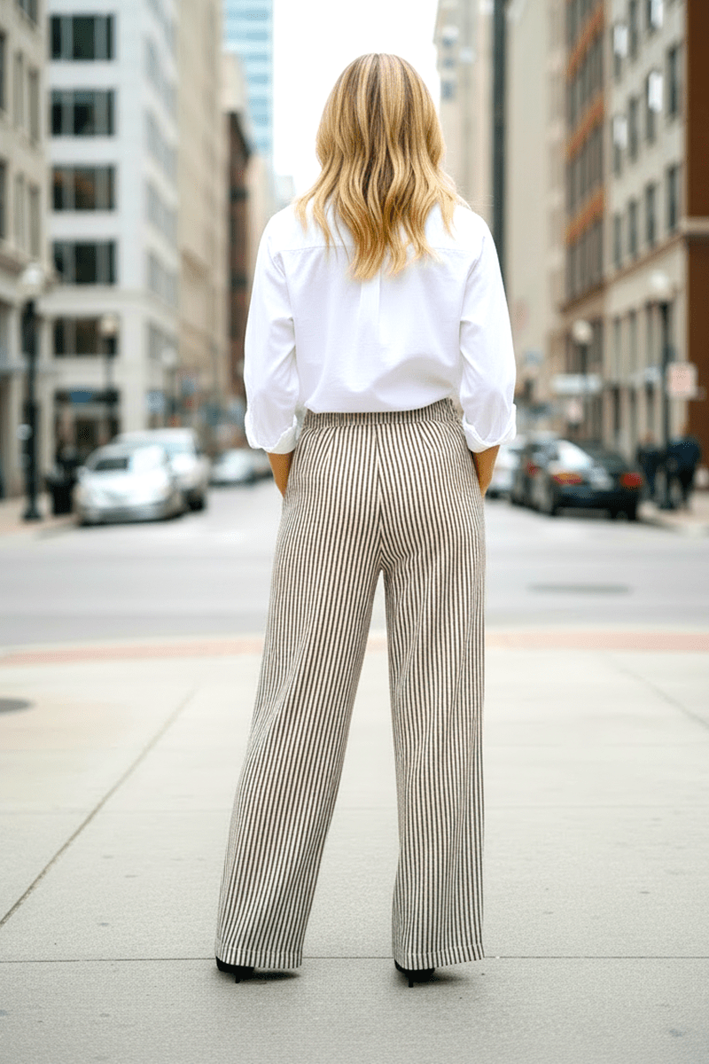 Toffee Striped Drawstring Pants - The Nines