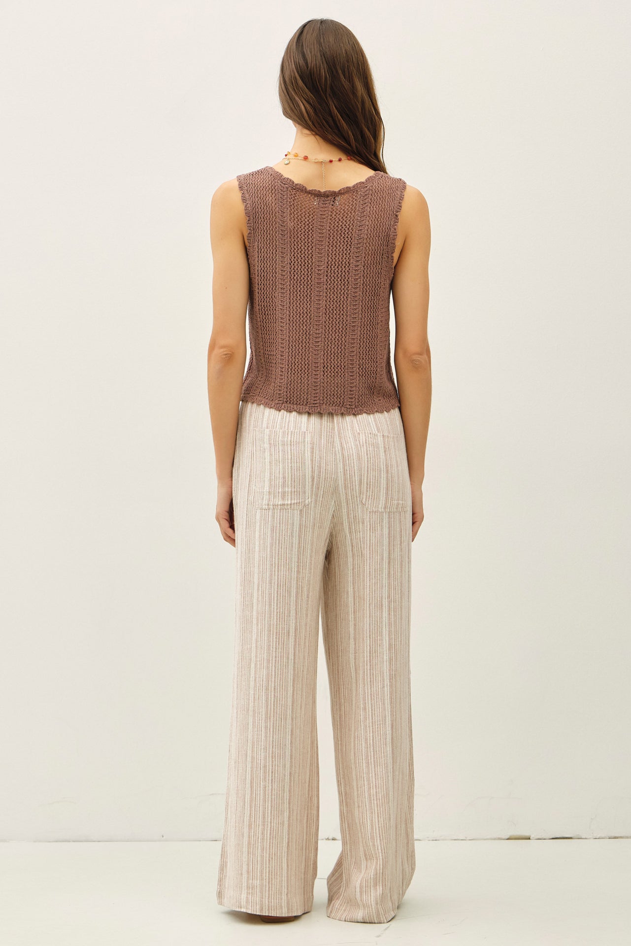 Mocha Linen Wide Leg Pants - The Nines