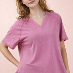 Back Shirred Mineral Wash V - neck Tee - 4 Colors! - The Nines