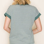 Ivory & Green Striped Short Sleeve - The Nines