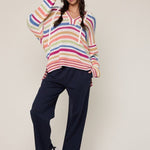Multicolor Open Knit Hoodie - The Nines